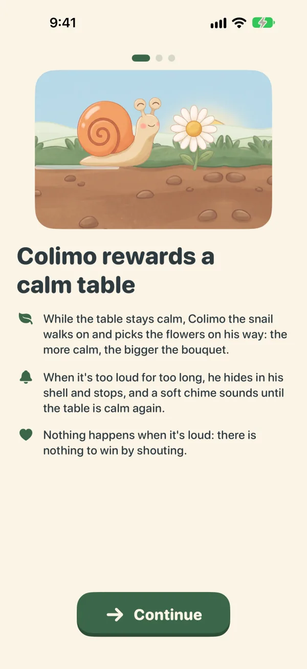 The first launch explains why Colimo needs the microphone.