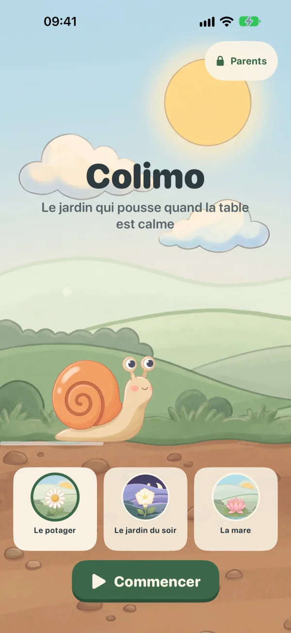 L’accueil de Colimo : l’escargot dans le potager, prêt à partir.